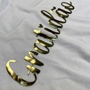 Camiseta Feminina Branca Gratidão Dourado