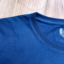 Camiseta Feminina Azul Aplique Jesus Glitter Dourado