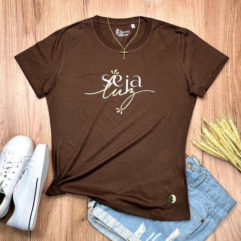 Camiseta Feminina Marrom Seja Luz