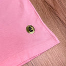 Camiseta Feminina Rosa Aplique Jesus Glitter Dourado
