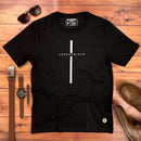 Camiseta Masculina Preta Cruz Prata Jesus Cristo
