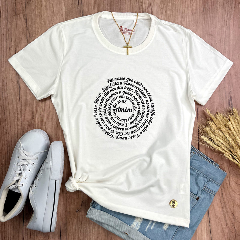 Camiseta Feminina Branca Oração Pai Nosso